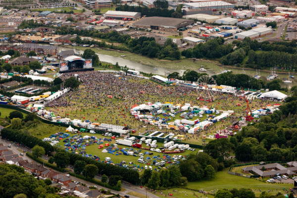 Aerial view of The Isle of Wight Festival