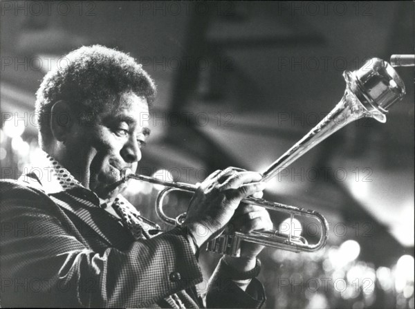 Jul. 07, 1977 - International-Jazz-Festival Montreux: Photo shows Dizzy Gillespie performing on his tipical trumpet - to warm up nostalgic hearts.