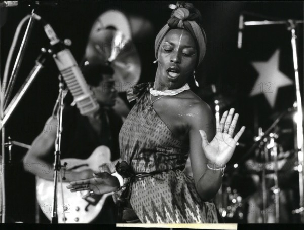 Jul. 07, 1985 - Montreux Jazz Festival: Last Week-end was one of the highlights of this year Jazz Festival of Montreux. Photo Shows Florence Titti, belonging to Manu Dibango & Soul Makossa Gang.
