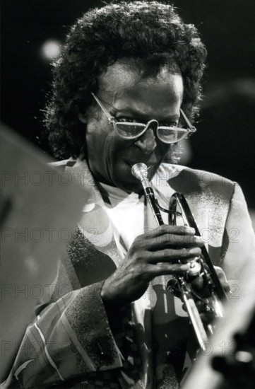 Mar. 31, 2012 - Miles Davis and Quincy Jones at the Montreux Jazz-Festival.: Miles Davis is seen during a concert he gave together with Quincy Jones at the Jazz-Festival in Montreux/Switzerland 8th July. They performed together with the George Gruntz Concert Jazz band and the Gil Evans Orchestra in a big-and of about 50 musicians.