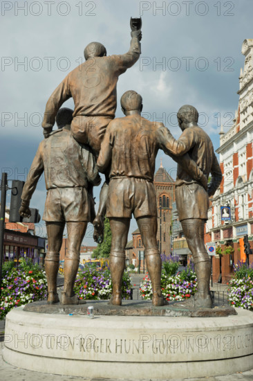 The World Cup Sculpture also named The Champions, near near West Ham United Football Club's old Upton Park stadium, featuring Bobby Moore, Geoff Hurst, Martin Peters and Ray Wilson, heroes of 1966 England's victory at Wembley. London.UK