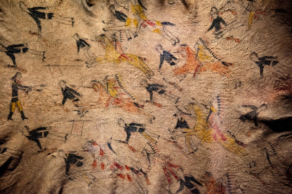 little big horn battle cheyenne painting on buffalo skin of 1876