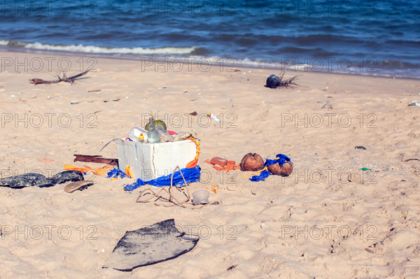 Pollutions and garbages in the sea and on the beach
