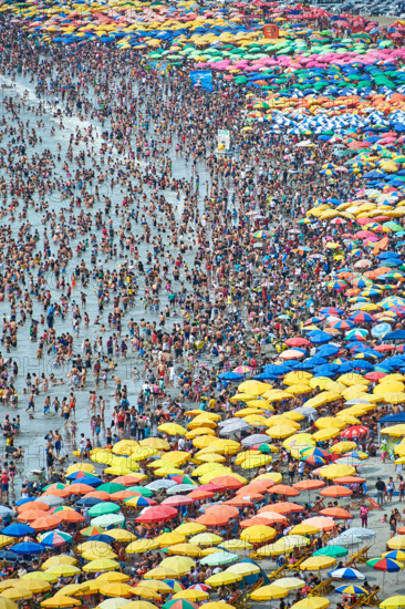 Overcrowded beach in Lima, Peru
