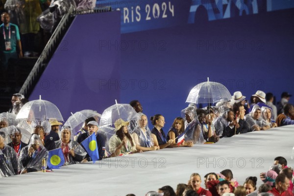 July 26th, 2024 - Paris, France: Athletes at the Trocadero during the Opening Ceremony of the Paris 2024 Olympics (photo by Mickael Chavet)