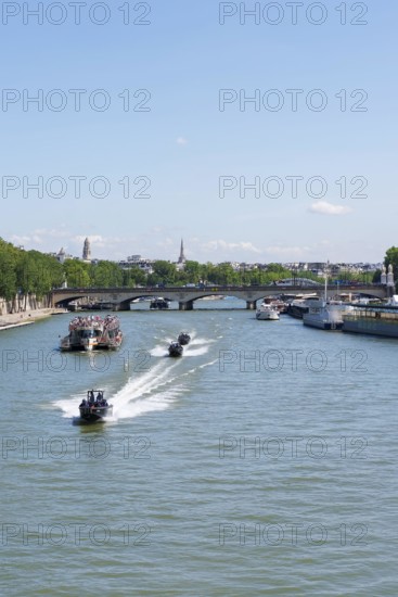 Paris, France, 07.17.2024. French river police train on the river Seine in preparation of the upcoming Olympic Games opening ceremony