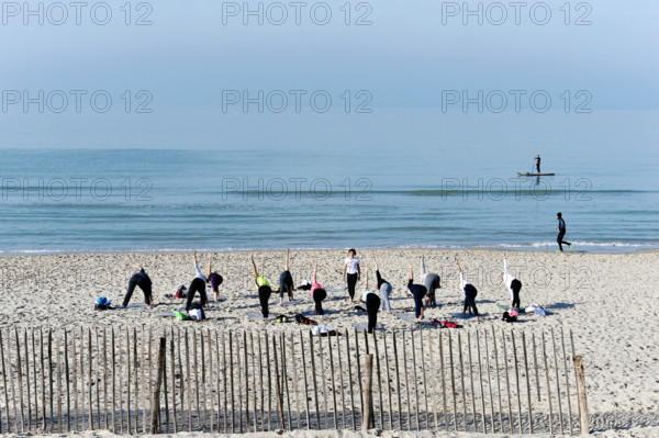 Yoga session in Le Touquet, Pas de Calais, France