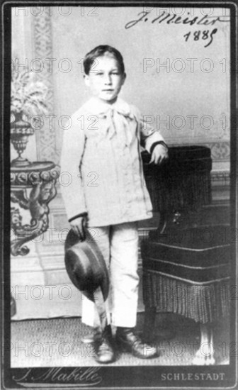 . English: Joseph Meister in 1885, allegedly the first person to be vaccinated against rabies . 1 January 1885. Unknown 326 Joseph Meister