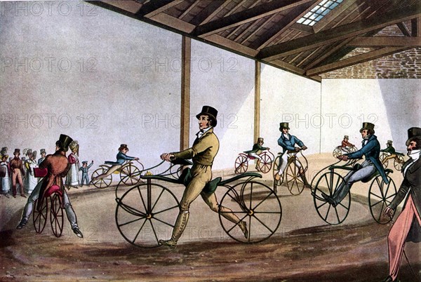 Le manège de Draisiennes de Johnson à Londres en 1819