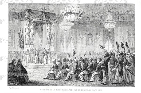 Première session du Sénat et du Corps législatif aux Tuileries le 29 mars 1852