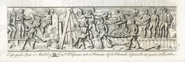 Colonne Vendôme : Le 28 octobre 1805, le 3e corps passe l'Inn à Muhldorf. Le 29 octobre, l'empereur entre à Braunau, clef de l'Autriche, et prend les magasins et l'artillerie de l'ennemi.