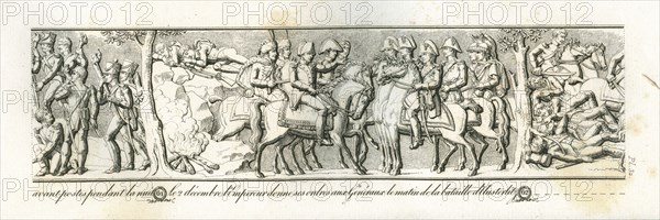 Colonne Vendôme : Le 2 décembre 1805, l'empereur donne ses ordres aux généraux, le matin de la bataille d'Austerlitz.