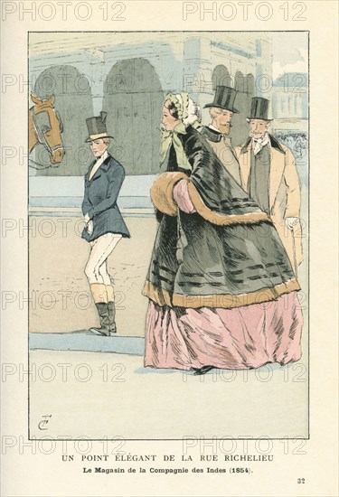 Un point élégant de la rue Richelieu, la magasin de la compagnie des Indes, 1854
