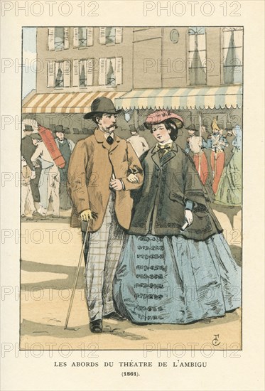 Les abords du théâtre de l'ambigü, 1861