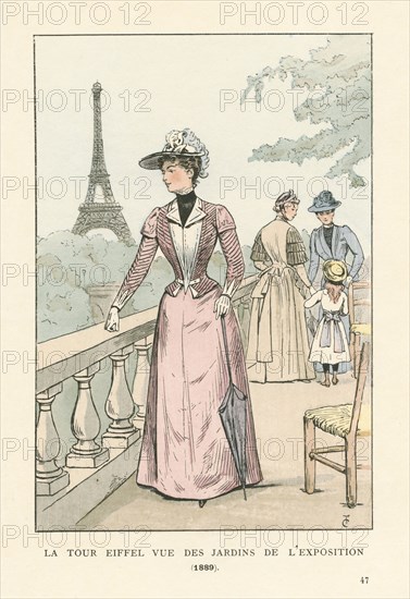 La Tour Eiffel vue des jardins de l'Exposition, 1889