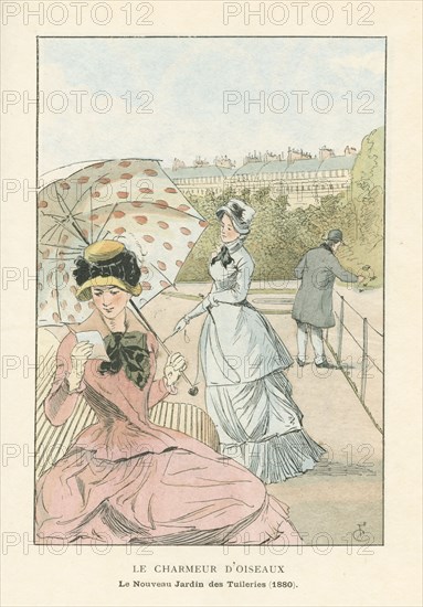 Le charmeur d'oiseaux, le nouveau jardin des Tuileries, 1880