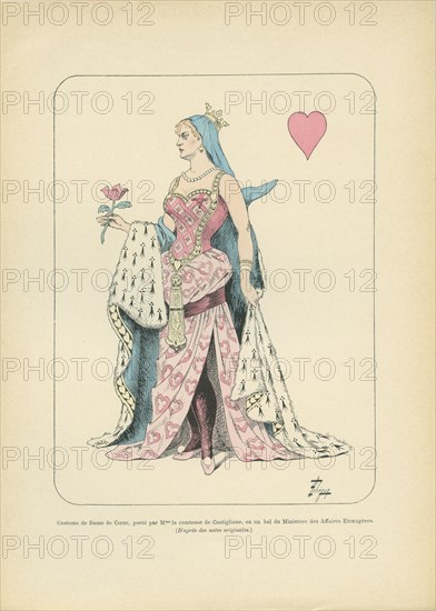 Costume de Dame de Coeur porté par la Comtesse de Castiglione, en un bal du Ministère des Affaires Etrangères