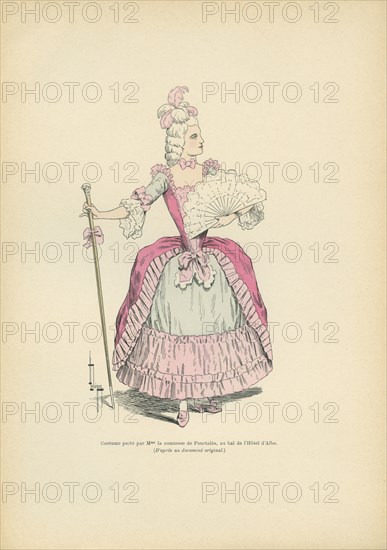 Costume porté par Mme la comtesse de Pourtalès, au bal de l'Hôtel d'Albe