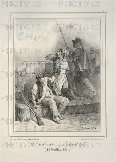 Bellangé, "Les scélérats !... ils l'ont tué (28 juillet 1830)"