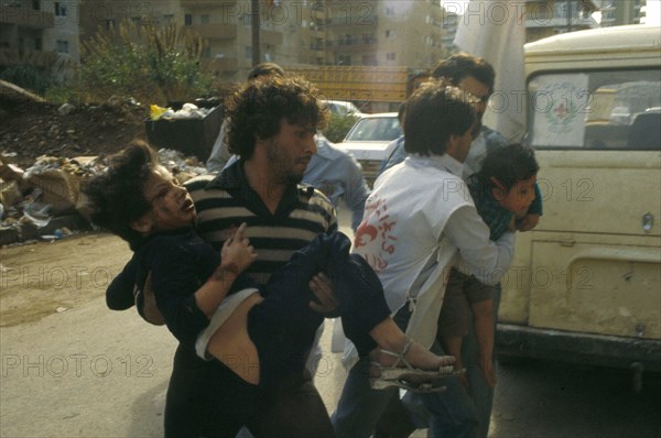 Scene of violence on the street during the war in Lebanon (1982-83)