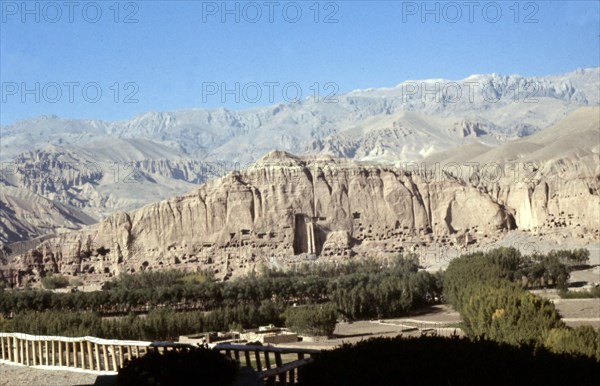 Cave dwelling cliff at Bamyian (Afghanistan)