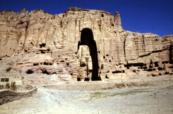 Cave dwelling cliff at Bamyian (Afghanistan)