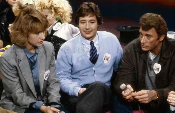 Nathalie Baye, Patrick Sabatier, Johnny Hallyday, 1986