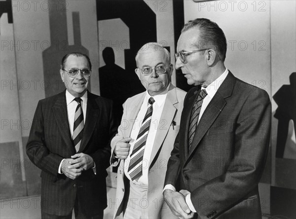 Pierre Bérégovoy, André Bergeron et Yvon Gattaz, 1985