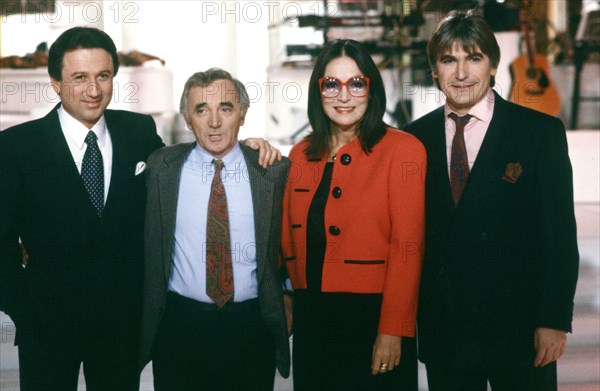 Michel Drucker, Charles Aznavour, Nana Mouskouri, Serge Lama, 1989