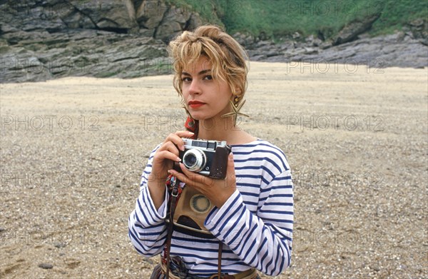 French band Niagara shooting a music video, 1986