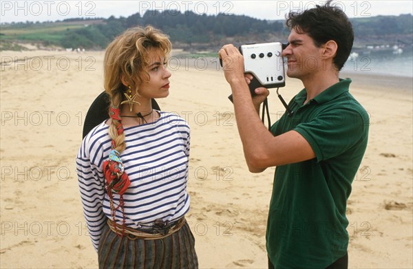 French band Niagara shooting a music video, 1986