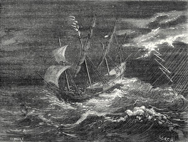 Fire at the tip of the mast of Christopher Columbus' ship