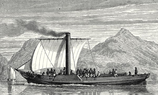 La 'Comète', premier bateau à vapeur anglais, construit par Henry Bell, en 1812