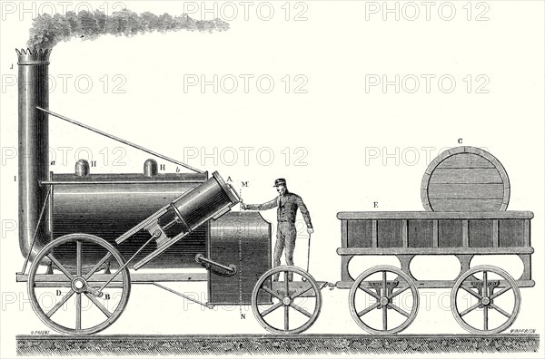 The 'Rocket', locomotive of George and Robert Stephenson