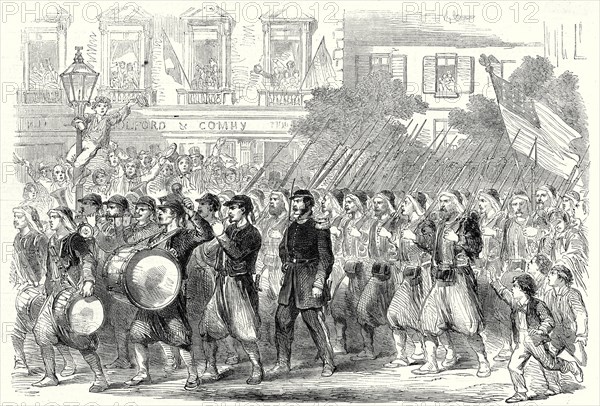 The Civil War In America: The 5th Regiment of New York Zouaves Passing Through Broadway On Their Way To Embark For The War Down South, 22 June, 1861