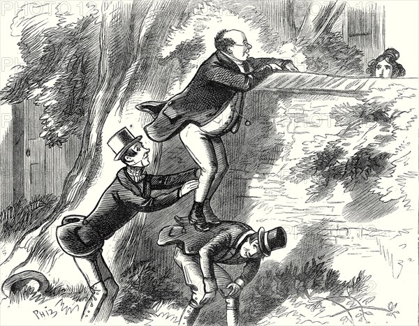 Pickwick Papers, "My dear," said Mr. Pickwick, looking over the wall, and catching sight of Arabella on the other side. "Don't be frightened, my dear, 'tis only Mr. Pickwick."