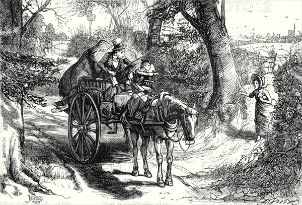 David Copperfield, "I saw, to my amazement, Peggotty burst from a hedge and climb into the cart."
