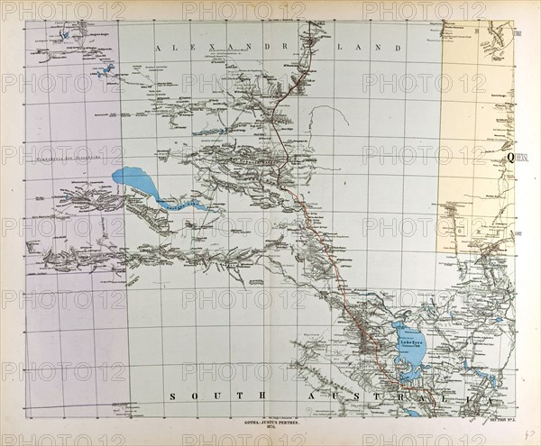 Australia Map 1876 Gotha, Justus Perthes Atlas. Perthes, Johan Georg Justus 1749 â€â€ú 1816, German publisher, was born in Rudolstadt in 1749. In 1785 he founded at Gotha the business which bears his name, Justus Perthes. In this he was joined in 1814 by his son Wilhelm, 1793 â€â€ú 1853. He laid the foundation of the Geographical Branch of the business, for which it is chiefly famous, by publishing the and-Atlas (1817-1823) of Adolf Stieler (1775-1836). Wilhelm Perthes engaged the collaboration of the most eminent German geographers of the time, including Heinrich Berghaus, Christian Gottlieb Reichard, Karl Spruler and Emil von Sydow. The business passed to his son Bernard Wilhelm Perthes (1821-1857). In 1863 the firm first issued the Almanach de Gotha, a statistical, Historical and genealogical Annual (in French) of the various countries of the world.