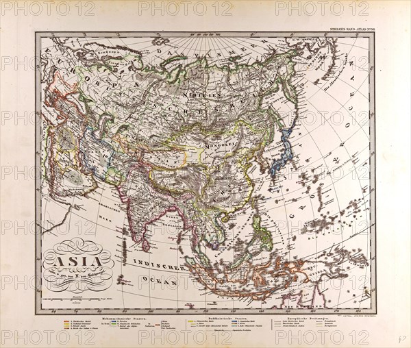 Asia Map Gotha, Justus Perthes, 1872, Atlas. Perthes, Johan Georg Justus 1749 Ã¢â‚¬â€ú 1816, German publisher, was born in Rudolstadt in 1749. In 1785 he founded at Gotha the business which bears his name, Justus Perthes. In this he was joined in 1814 by his son Wilhelm, 1793 Ã¢â‚¬â€ú 1853. He laid the foundation of the Geographical Branch of the business, for which it is chiefly famous, by publishing the and-Atlas (1817-1823) of Adolf Stieler (1775-1836). Wilhelm Perthes engaged the collaboration of the most eminent German geographers of the time, including Heinrich  Berghaus, Christian Gottlieb Reichard, Karl Spruler and Emil von Sydow. The business passed to his son Bernard Wilhelm Perthes (1821-1857). In 1863 the firm first issued the Almanach de Gotha, a statistical, Historical and genealogical Annual (in French) of the various countries of the world.