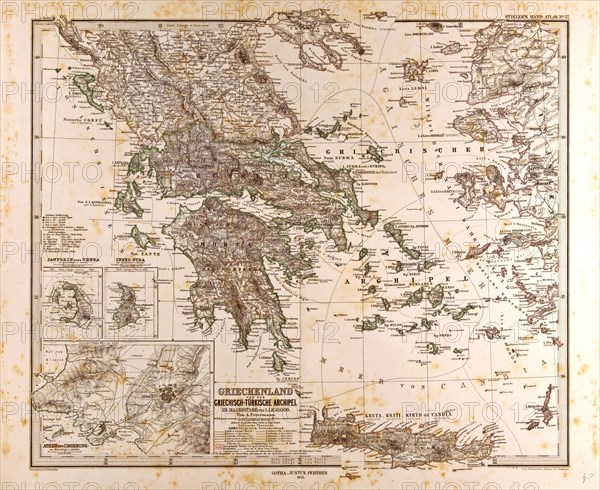 Greece Map 1873 Gotha, Justus Perthes, 1872, Atlas. Perthes, Johan Georg Justus 1749 Ã¢â‚¬â€ú 1816, German publisher, was born in Rudolstadt in 1749. In 1785 he founded at Gotha the business which bears his name, Justus Perthes. In this he was joined in 1814 by his son Wilhelm, 1793 Ã¢â‚¬â€ú 1853. He laid the foundation of the Geographical Branch of the business, for which it is chiefly famous, by publishing the and-Atlas (1817-1823) of Adolf Stieler (1775-1836). Wilhelm Perthes engaged the collaboration of the most eminent German geographers of the time, including Heinrich  Berghaus, Christian Gottlieb Reichard, Karl Spruler and Emil von Sydow. The business passed to his son Bernard Wilhelm Perthes (1821-1857). In 1863 the firm first issued the Almanach de Gotha, a statistical, Historical and genealogical Annual (in French) of the various countries of the world.