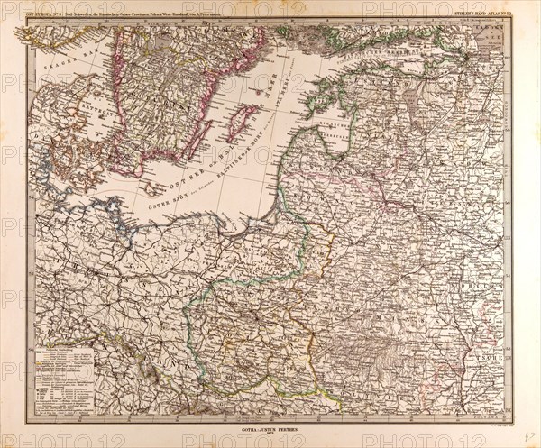 Eastern Europe Map 1873 Gotha, Justus Perthes, 1872, Atlas. Perthes, Johan Georg Justus 1749 Ã¢â‚¬â€ú 1816, German publisher, was born in Rudolstadt in 1749. In 1785 he founded at Gotha the business which bears his name, Justus Perthes. In this he was joined in 1814 by his son Wilhelm, 1793 Ã¢â‚¬â€ú 1853. He laid the foundation of the Geographical Branch of the business, for which it is chiefly famous, by publishing the and-Atlas (1817-1823) of Adolf Stieler (1775-1836). Wilhelm Perthes engaged the collaboration of the most eminent German geographers of the time, including Heinrich  Berghaus, Christian Gottlieb Reichard, Karl Spruler and Emil von Sydow. The business passed to his son Bernard Wilhelm Perthes (1821-1857). In 1863 the firm first issued the Almanach de Gotha, a statistical, Historical and genealogical Annual (in French) of the various countries of the world.