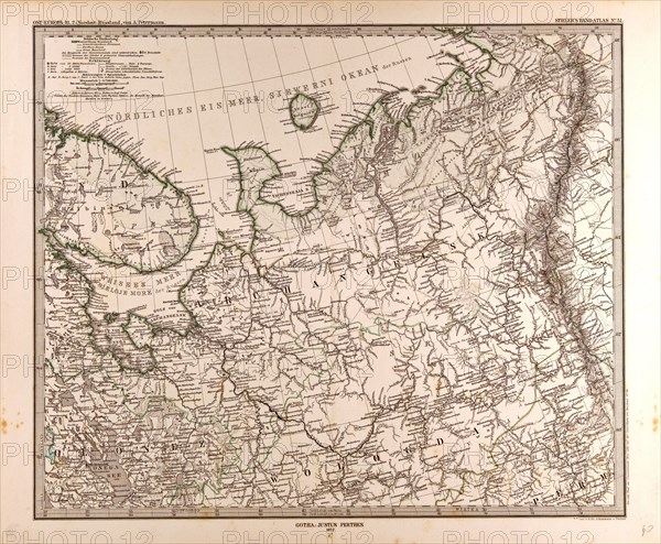 Eastern Europe Russia map 1873 Gotha, Justus Perthes, 1872, Atlas. Perthes, Johan Georg Justus 1749 Ã¢â‚¬â€ú 1816, German publisher, was born in Rudolstadt in 1749. In 1785 he founded at Gotha the business which bears his name, Justus Perthes. In this he was joined in 1814 by his son Wilhelm, 1793 Ã¢â‚¬â€ú 1853. He laid the foundation of the Geographical Branch of the business, for which it is chiefly famous, by publishing the and-Atlas (1817-1823) of Adolf Stieler (1775-1836). Wilhelm Perthes engaged the collaboration of the most eminent German geographers of the time, including Heinrich  Berghaus, Christian Gottlieb Reichard, Karl Spruler and Emil von Sydow. The business passed to his son Bernard Wilhelm Perthes (1821-1857). In 1863 the firm first issued the Almanach de Gotha, a statistical, Historical and genealogical Annual (in French) of the various countries of the world.