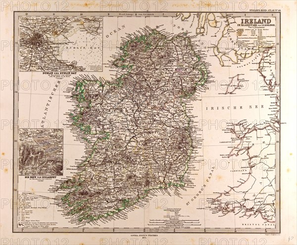 Ireland Map 1872 Gotha, Justus Perthes, 1872, Atlas. Perthes, Johan Georg Justus 1749 Ã¢â‚¬â€ú 1816, German publisher, was born in Rudolstadt in 1749. In 1785 he founded at Gotha the business which bears his name, Justus Perthes. In this he was joined in 1814 by his son Wilhelm, 1793 Ã¢â‚¬â€ú 1853. He laid the foundation of the Geographical Branch of the business, for which it is chiefly famous, by publishing the and-Atlas (1817-1823) of Adolf Stieler (1775-1836). Wilhelm Perthes engaged the collaboration of the most eminent German geographers of the time, including Heinrich  Berghaus, Christian Gottlieb Reichard, Karl Spruler and Emil von Sydow. The business passed to his son Bernard Wilhelm Perthes (1821-1857). In 1863 the firm first issued the Almanach de Gotha, a statistical, Historical and genealogical Annual (in French) of the various countries of the world.