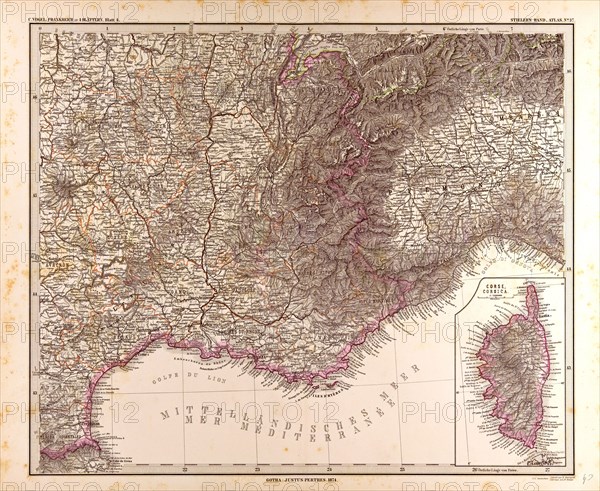 France map 1874 Gotha, Justus Perthes, 1872, Atlas. Perthes, Johan Georg Justus 1749 Ã¢â‚¬â€ú 1816, German publisher, was born in Rudolstadt in 1749. In 1785 he founded at Gotha the business which bears his name, Justus Perthes. In this he was joined in 1814 by his son Wilhelm, 1793 Ã¢â‚¬â€ú 1853. He laid the foundation of the Geographical Branch of the business, for which it is chiefly famous, by publishing the and-Atlas (1817-1823) of Adolf Stieler (1775-1836). Wilhelm Perthes engaged the collaboration of the most eminent German geographers of the time, including Heinrich  Berghaus, Christian Gottlieb Reichard, Karl Spruler and Emil von Sydow. The business passed to his son Bernard Wilhelm Perthes (1821-1857). In 1863 the firm first issued the Almanach de Gotha, a statistical, Historical and genealogical Annual (in French) of the various countries of the world.