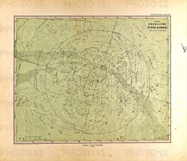 Northern Star SkyGotha, Justus Perthes, 1872, Atlas. Perthes, Johan Georg Justus 1749 Ã¢â‚¬â€ú 1816, German publisher, was born in Rudolstadt in 1749. In 1785 he founded at Gotha the business which bears his name, Justus Perthes. In this he was joined in 1814 by his son Wilhelm, 1793 Ã¢â‚¬â€ú 1853. He laid the foundation of the Geographical Branch of the business, for which it is chiefly famous, by publishing the and-Atlas (1817-1823) of Adolf Stieler (1775-1836). Wilhelm Perthes engaged the collaboration of the most eminent German geographers of the time, including Heinrich  Berghaus, Christian Gottlieb Reichard, Karl Spruler and Emil von Sydow. The business passed to his son Bernard Wilhelm Perthes (1821-1857). In 1863 the firm first issued the Almanach de Gotha, a statistical, Historical and genealogical Annual (in French) of the various countries of the world.