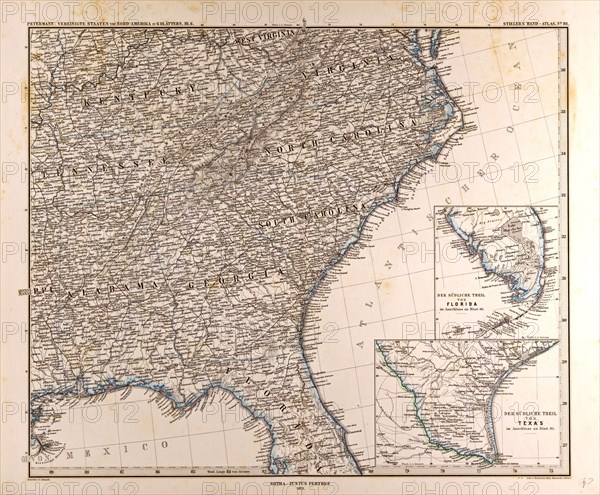 U.S.A. MapGotha, Justus Perthes, 1872, Atlas. Perthes, Johan Georg Justus 1749 Ã¢â‚¬â€ú 1816, German publisher, was born in Rudolstadt in 1749. In 1785 he founded at Gotha the business which bears his name, Justus Perthes. In this he was joined in 1814 by his son Wilhelm, 1793 Ã¢â‚¬â€ú 1853. He laid the foundation of the Geographical Branch of the business, for which it is chiefly famous, by publishing the and-Atlas (1817-1823) of Adolf Stieler (1775-1836). Wilhelm Perthes engaged the collaboration of the most eminent German geographers of the time, including Heinrich  Berghaus, Christian Gottlieb Reichard, Karl Spruler and Emil von Sydow. The business passed to his son Bernard Wilhelm Perthes (1821-1857). In 1863 the firm first issued the Almanach de Gotha, a statistical, Historical and genealogical Annual (in French) of the various countries of the world.