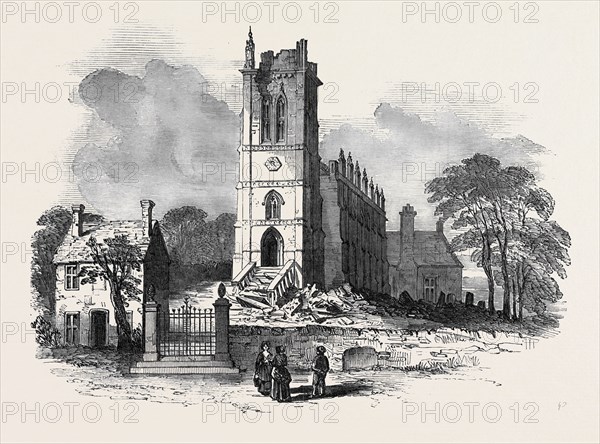 KING'S NORTON CHURCH, LEICESTERSHIRE, STRUCK BY LIGHTNING