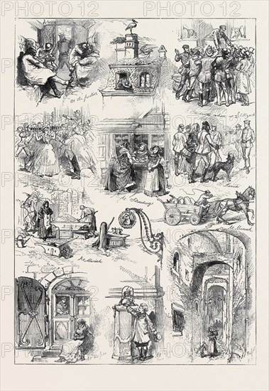 SKETCHES ON THE WAY TO VIENNA: A STUDENT'S ADIEU AT STUTTGART; THIRSTY LOUTS AT AUGSBURG; AT STRASBURG; AT MUNICH; AT PASSAU; 1873