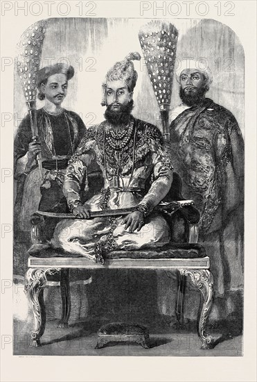 THE ELDEST SON OF THE KING OF DELHI, HIS TREASURER AND PHYSICIAN, FROM A PICTURE PAINTED, IN THE PALACE AT DELHI, BY MR. W. CARPENTER