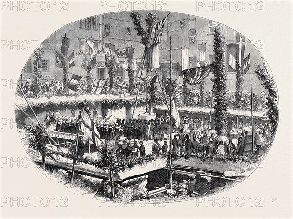 LAYING THE FOUNDATION STONE OF AN ADDITIONAL BUILDING TO THE GENERAL HOSPITAL AT BATH, FROM A PHOTOGRAPH BY E. SMITH, BATH